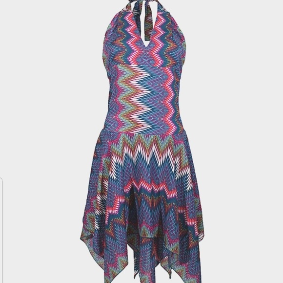 Coline Dresses & Skirts - 𝅺NEW! COLINE Geometric Zig Zag Halter Sleeveless Sundress Lg.